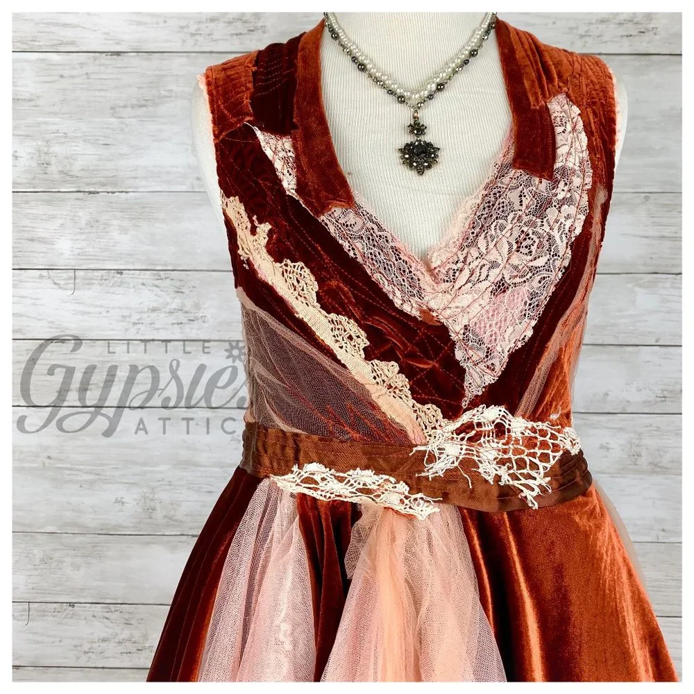 Listing Taken Down and Relisted, OOAK S/M Woodland Rust Victorian Fairy Dress - Picture 3 of 13